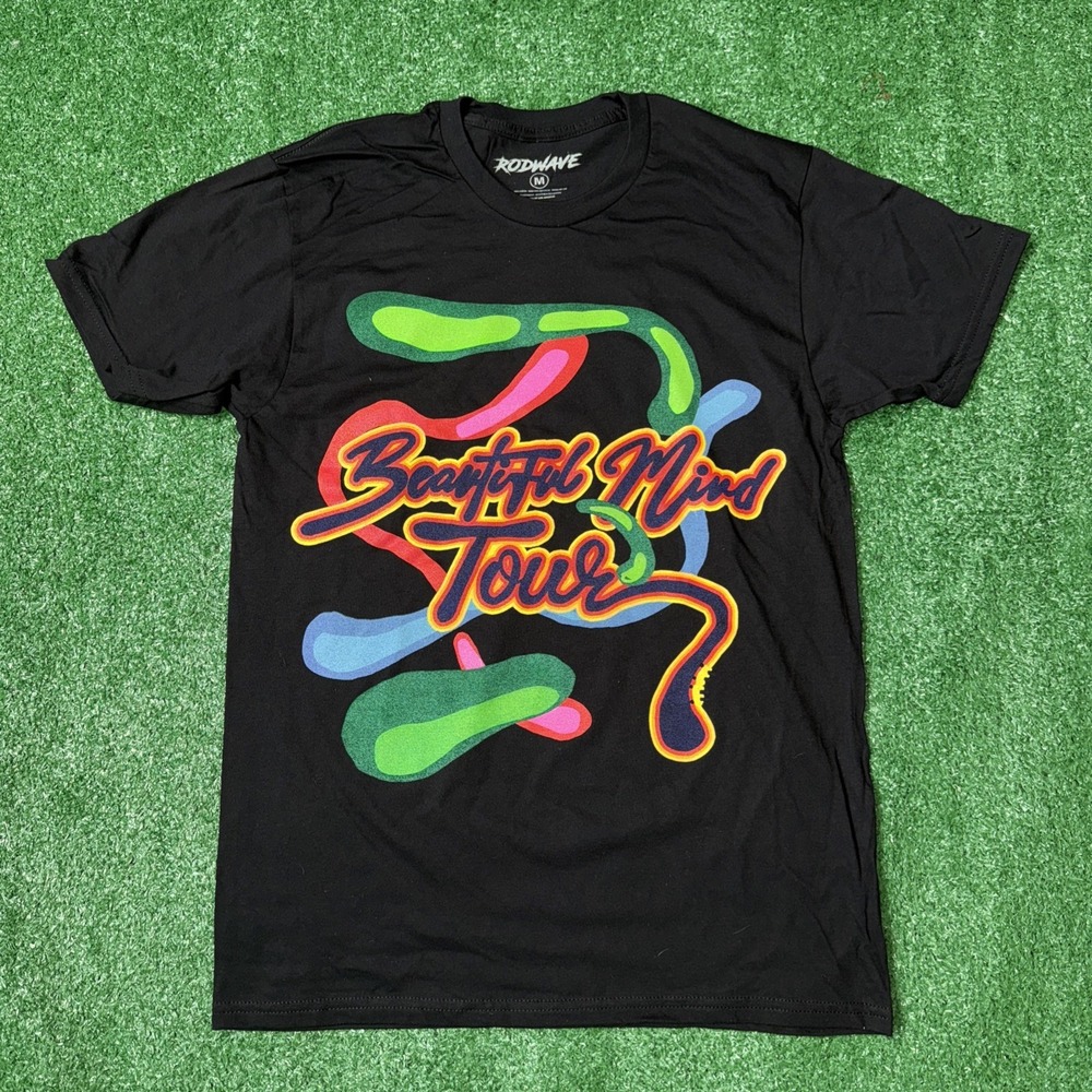 Rod Wave Beautiful Mind Tour Graphic T-Shirt Black Size M Concert Tee